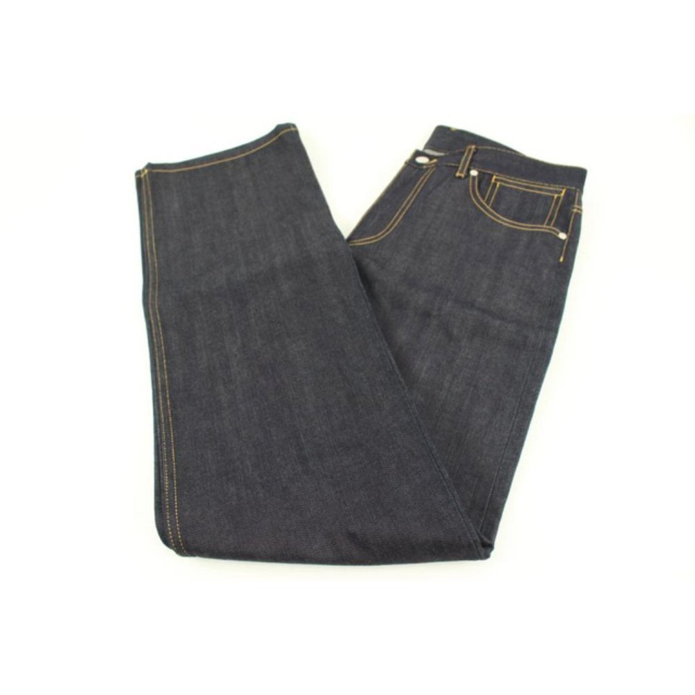 Louis Vuitton Men's US 30 LV Logo Fleur Dark Denim Jeans 114lv19
